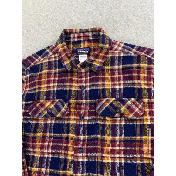 Patagonia FJORD Flannel Long Sleeve Cotton Button Down Shirt (Men's‎ Small) Red - Picture 2 of 11